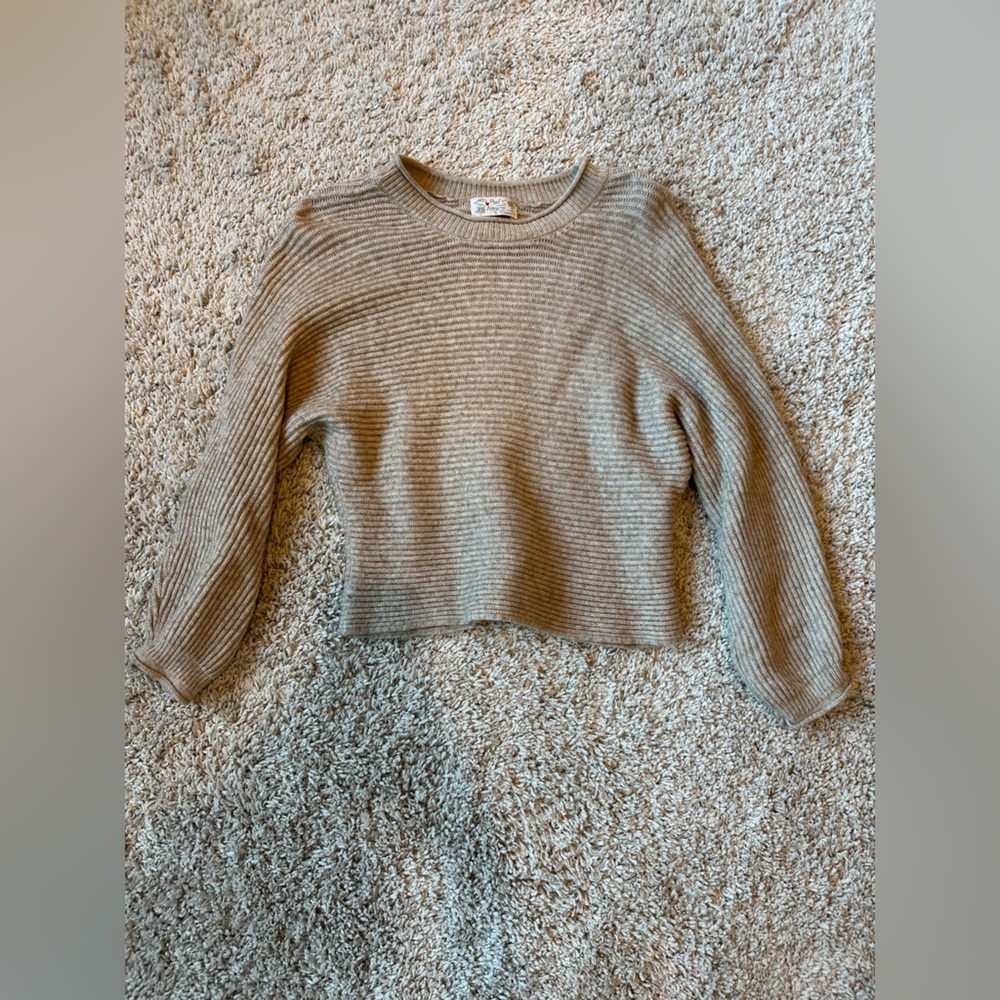 Poof Apparel Tan Crew Neck Sweater